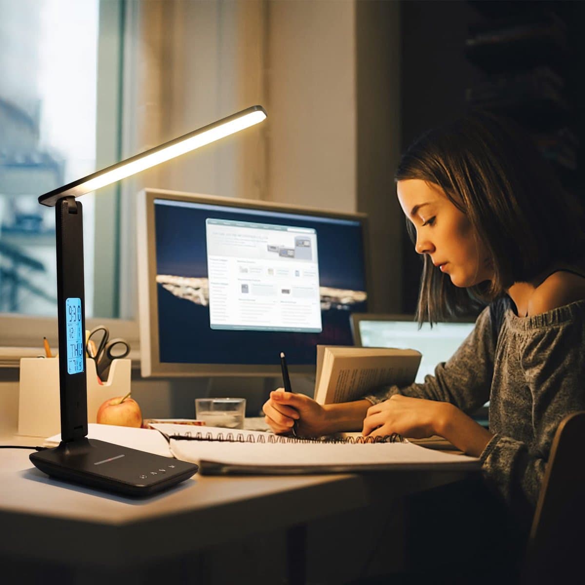 Bureaulamp - LED - USB en Draadloos Mobiel Opladen - Leeslamp - Bedlamp - Touch Control - Leeslamp Staand - Wireless Charger - Desk Lamp - Zwart thumbnail 4