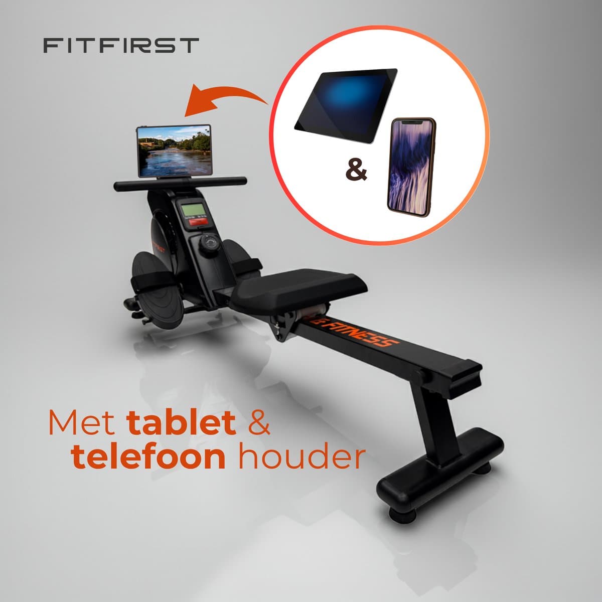 FitFirst Roeitrainer met Magnetische Weerstand | 16 Weerstanden | Makkelijk Verplaatsbaar Met Transportwielen | Fluisterstil Ontwerp | Roeimachine Magnetisch | Roeiapparaat Voor Thuis thumbnail 4