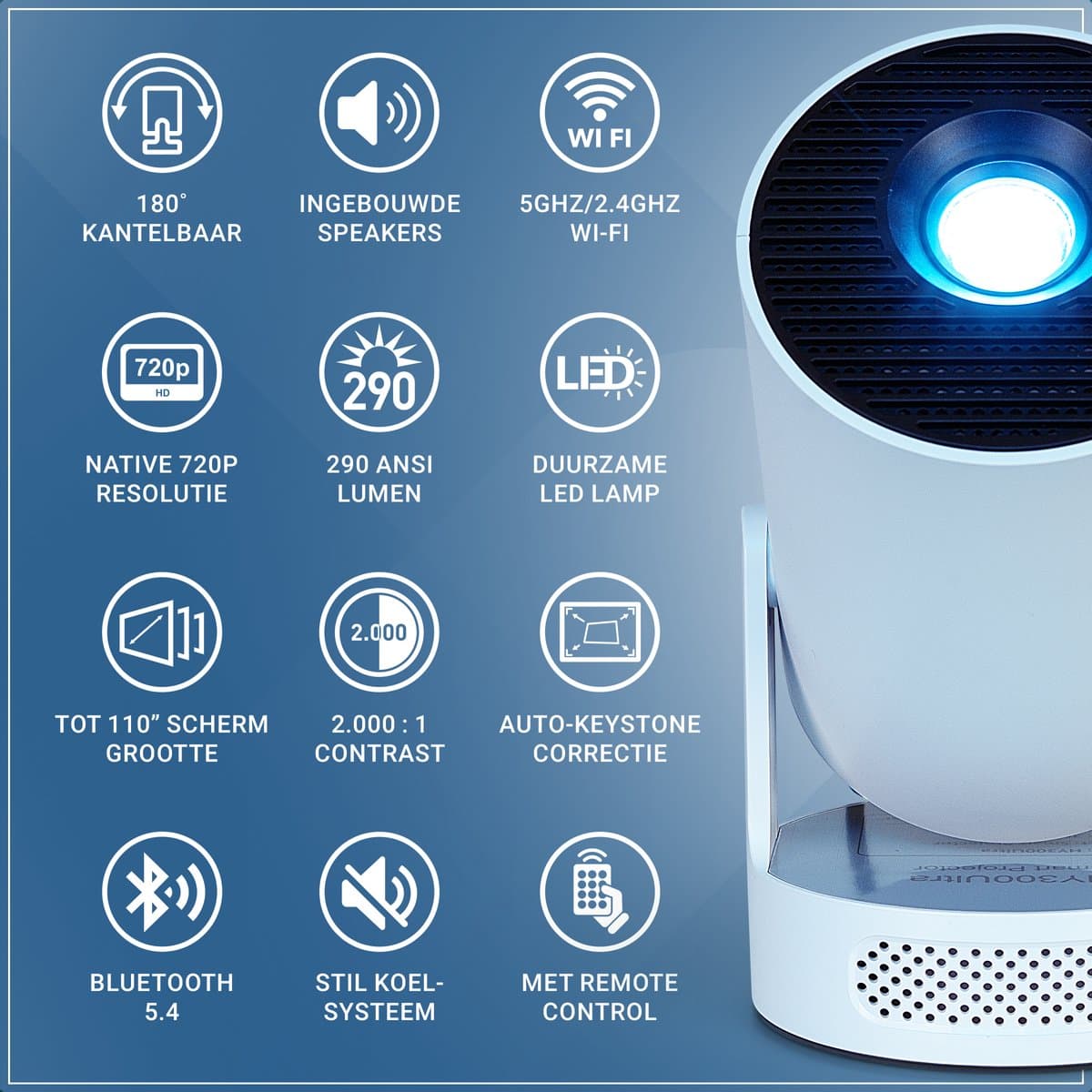 Blume BL300: 4K Mini Beamer met Android 14 en Ingebouwde Speaker thumbnail 7