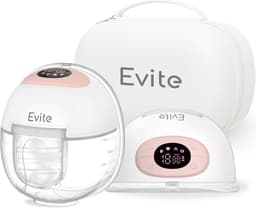 Productfoto van Evite Elektrische Draadloze Borstkolf Nova – Handsfree & Draagbaar – BPA-Vrij – Dubbele Borstkolf - Met E-Book – Inclusief Tas - Wit & Roze