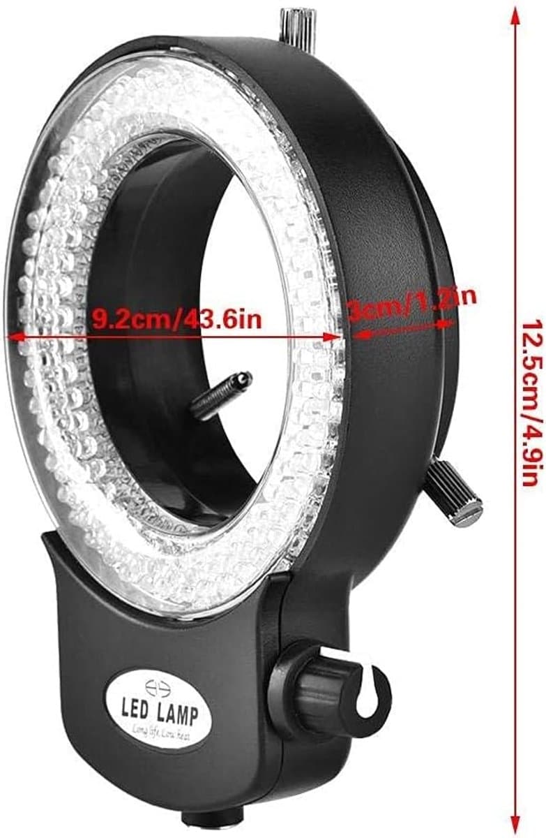Thijox - Led-camera-lichtring met 144 LED-kralen, instelbare helderheid tot 18.000 lux, zwarte ringlamp voor microscopen en camera's, ideale verlichti thumbnail 5