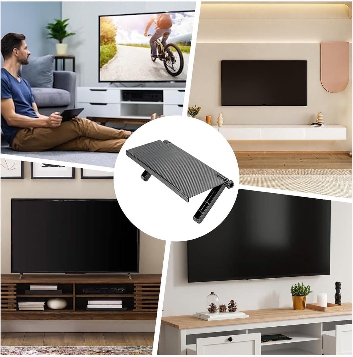 Monitorrek - Tv-plank - Ruimte Besparen - Montage Zonder Boren - 33 x 16 cm - Enkele Kenmerken thumbnail 4