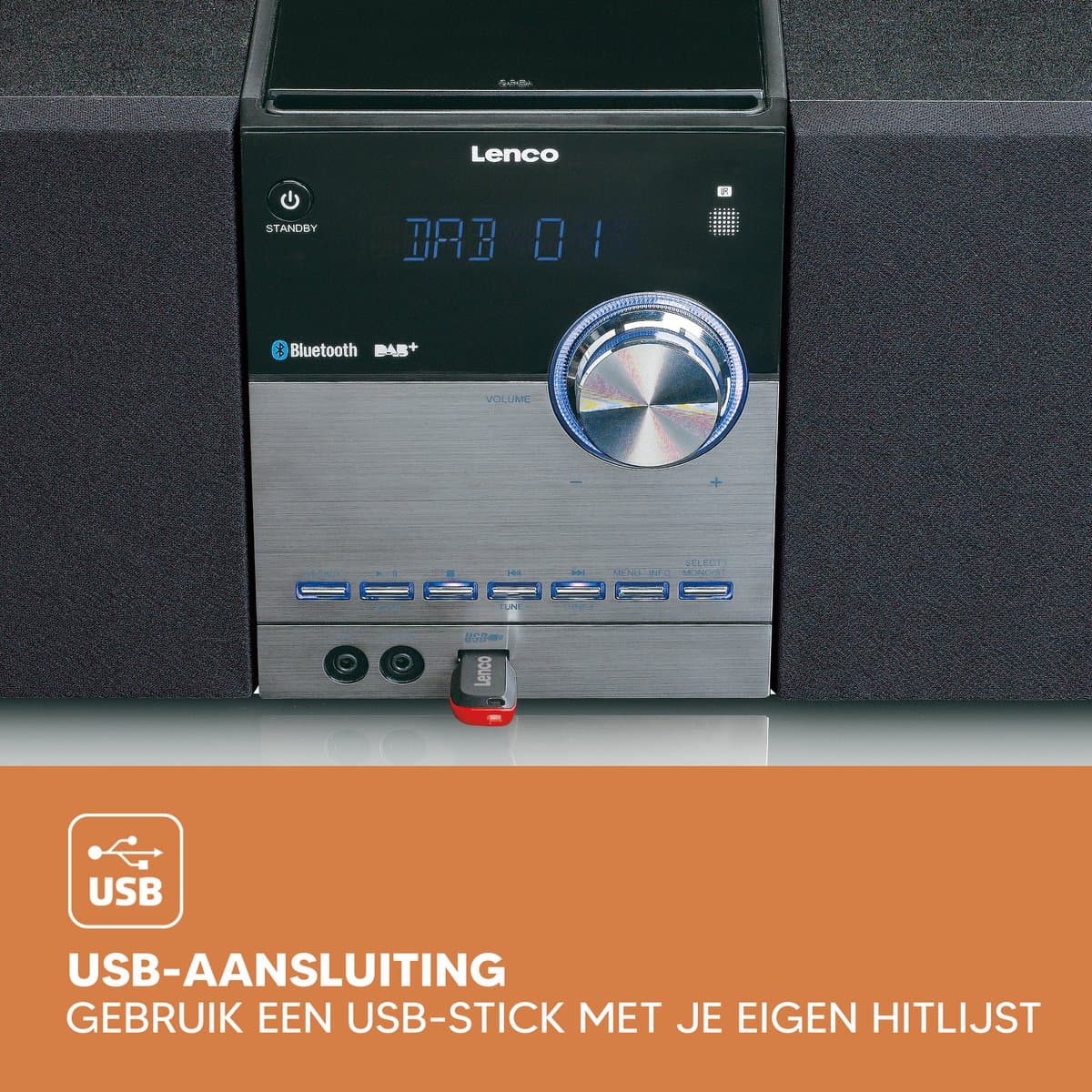 Lenco MC-150 - Stereo set met DAB, Bluetooth®, AUX en USB-aansluiting - Zwart thumbnail 7