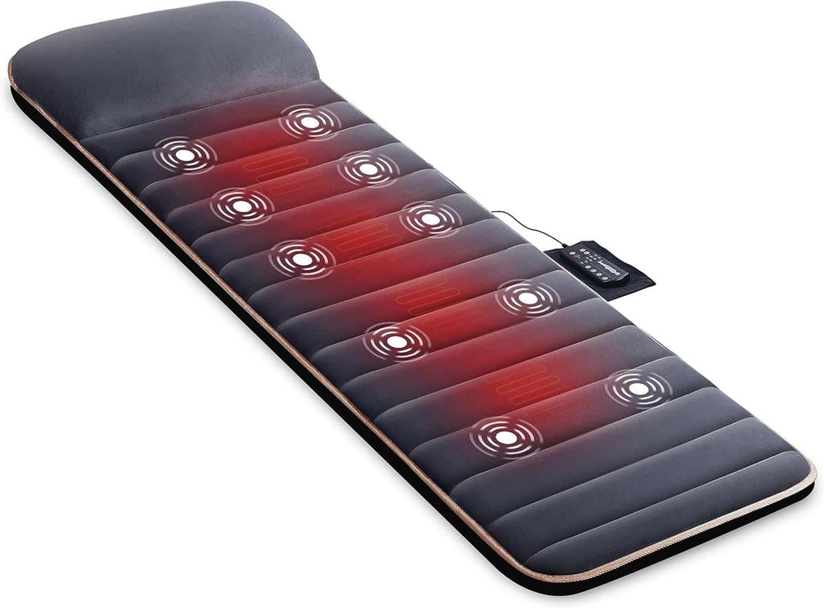 Massagemat met warmte en 10 vibratiemotoren - Ontlasting lumbale wervelkolom en benen - Cadeaus mannen vrouwen massage matras