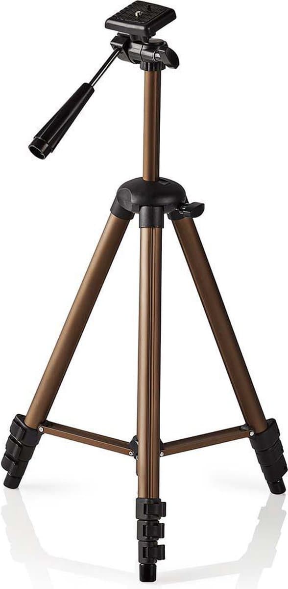 Nedis Statief - Maximaal draagvermogen: 2.0 kg - Minimale werkhoogte: 40.5 cm - Maximale werkhoogte: 128.0 cm - 4 Segmenten - Pan - Inclusief reistas - ABS / Aluminium - Brons / Zwart