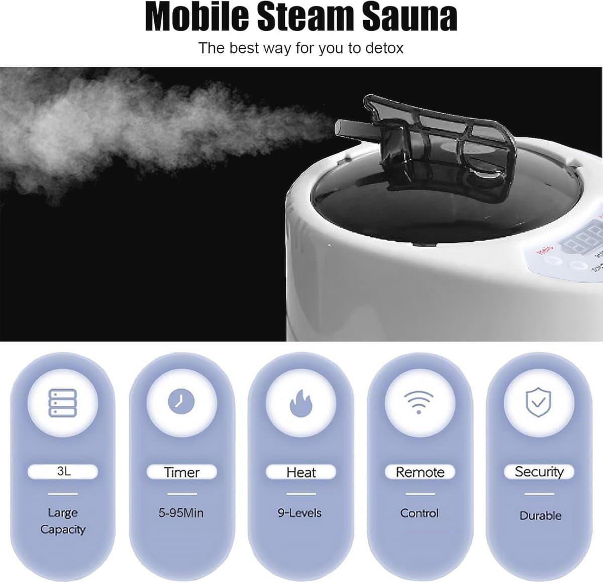 Draagbare Stoomgenerator voor Thuisgebruik - Multifunctioneel Sauna Stoomapparaat thumbnail 3