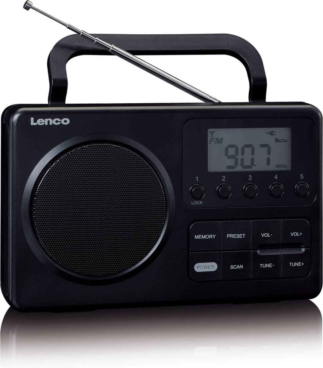 Lenco MPR-035BK Draagbare Radio op Batterijen en Netstroom - Compacte FM Radio met LCD-scherm, 20 Voorkeurzenders en Noodradio Functie - Zwart thumbnail 6