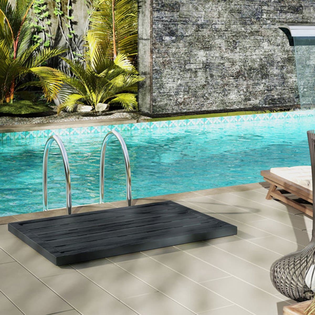 100 x 65 x 4 cm Kunststof Bodemplaat, Douchematten Voor binnen en buiten, Lichte antislip, Weerbestendige,Bodemelement Voor Zonnedouche,Tuindouche, Zwembad,Badkamer thumbnail 6