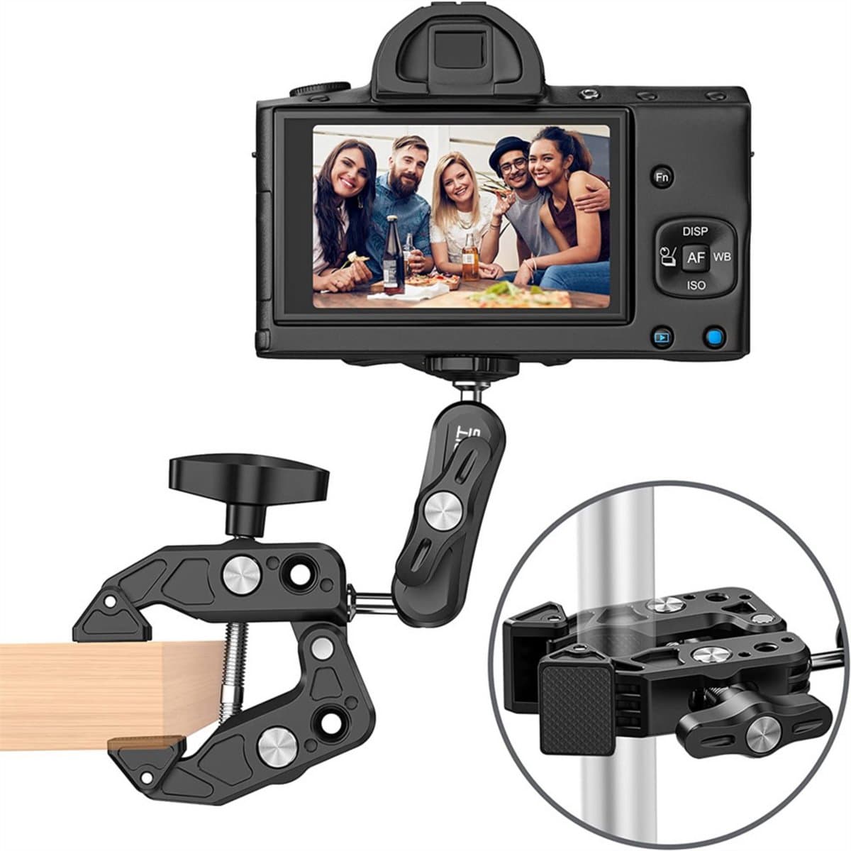 AdroitGoods Super Clamp Cameraklem – 360° Magic Arm met Dubbele Kogelkop & 1/4"- en 3/8"-Schroefdraad voor DSLR, LED-verlichting, Ronin & MOVI thumbnail 3