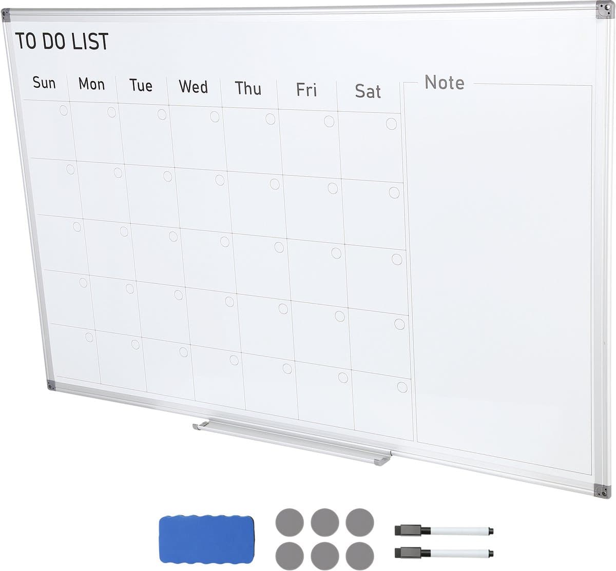 Magnetisch Kalender Whiteboard 915 X 610mm , Droog Uitwisbaar Maandplanner Whiteboard Met Verplaatsbare Lade, Incl, 1 Magnetische Gum En 2 Droog Uitwisbare Markers, Ideaal Voor Gebruik Op Muren In Restaurants, Kantoren, Thuis Of Op School thumbnail 2