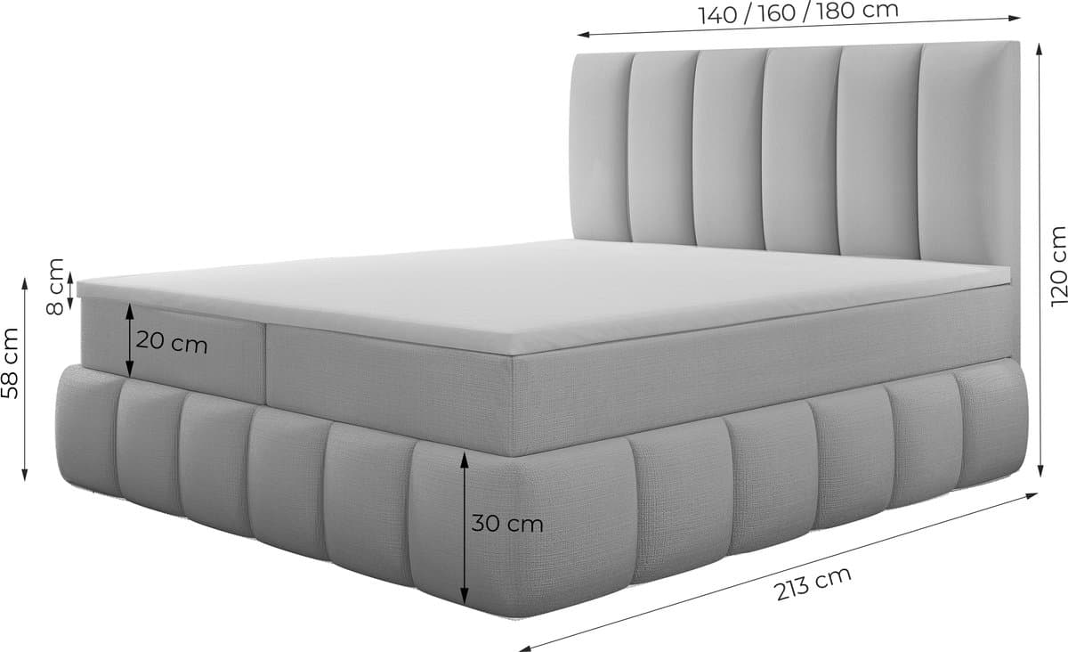 Meuba Home - Bali Boxspring - Beige - 160x200 - Cremona Stof - Met topper 8cm thumbnail 5