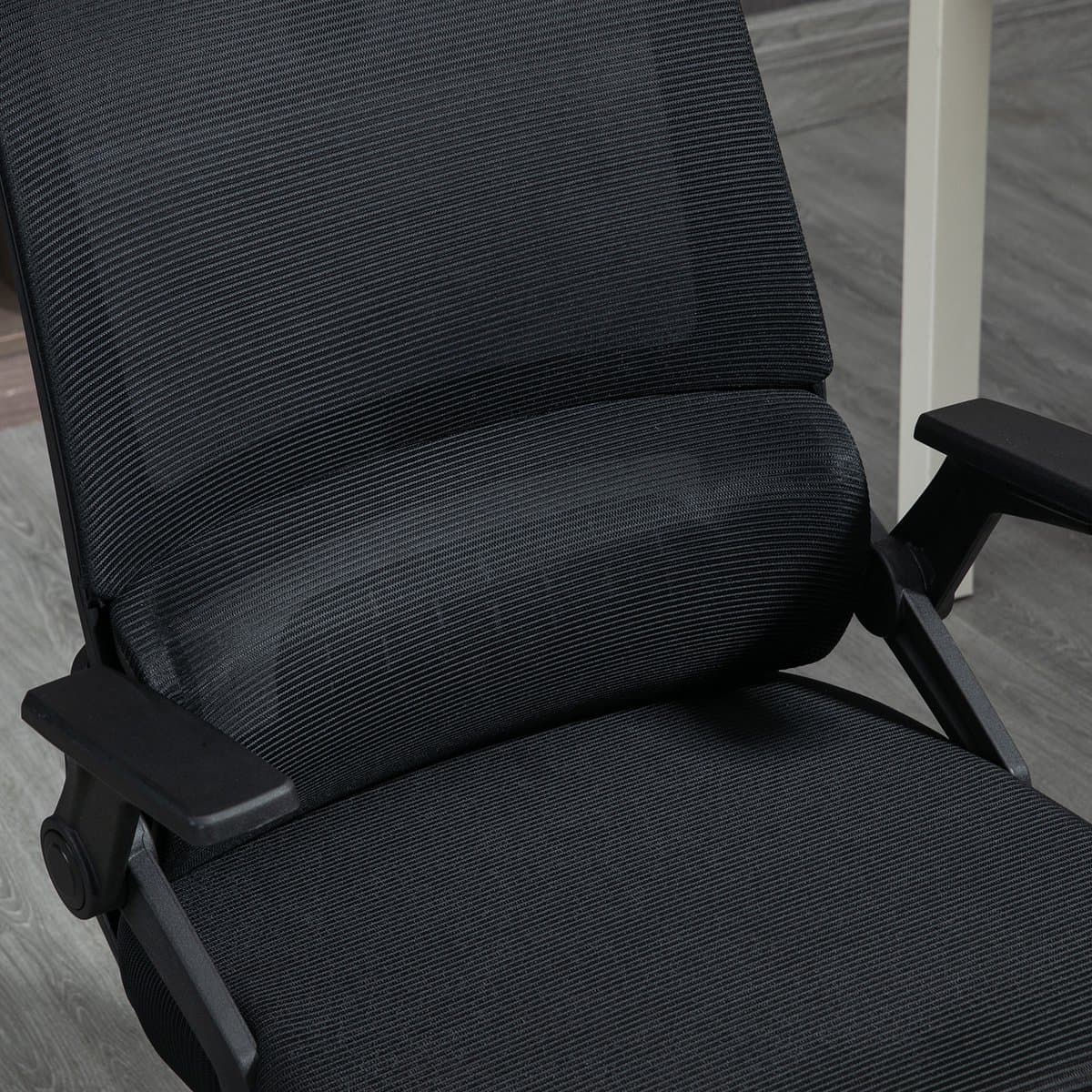 Vinsetto Bureaustoel Ergonomisch, Bureaustoel met Verstelbare Hoofdsteun, Armleuning Hoogte Verstelbare Computerstoel Draaistoel met Schommelfunctie, Lendensteun, Mesh, Zwart thumbnail 7