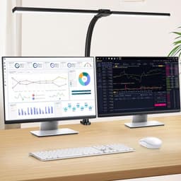 Productfoto van LotaHome Bureaulamp LED Dimbaar - Dubbele Flexibele Klemlamp