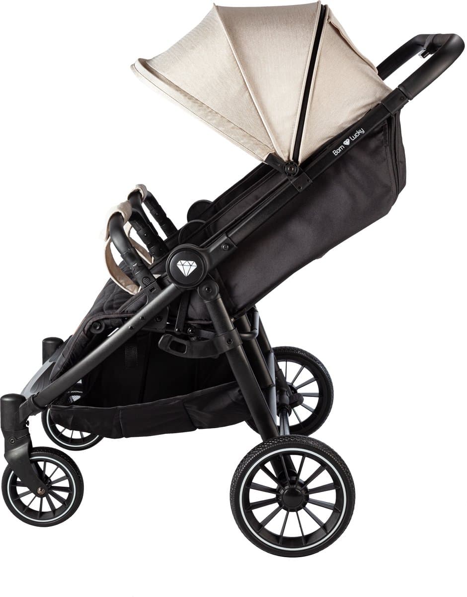 Born Lucky Ranger Duo Buggy Kinderwagen Tweeling Buggy Inklapbaar Lichtgewicht Dubbele Buggy Met Verstelbare Rugleuning en Zwenkwielen – Beige thumbnail 2