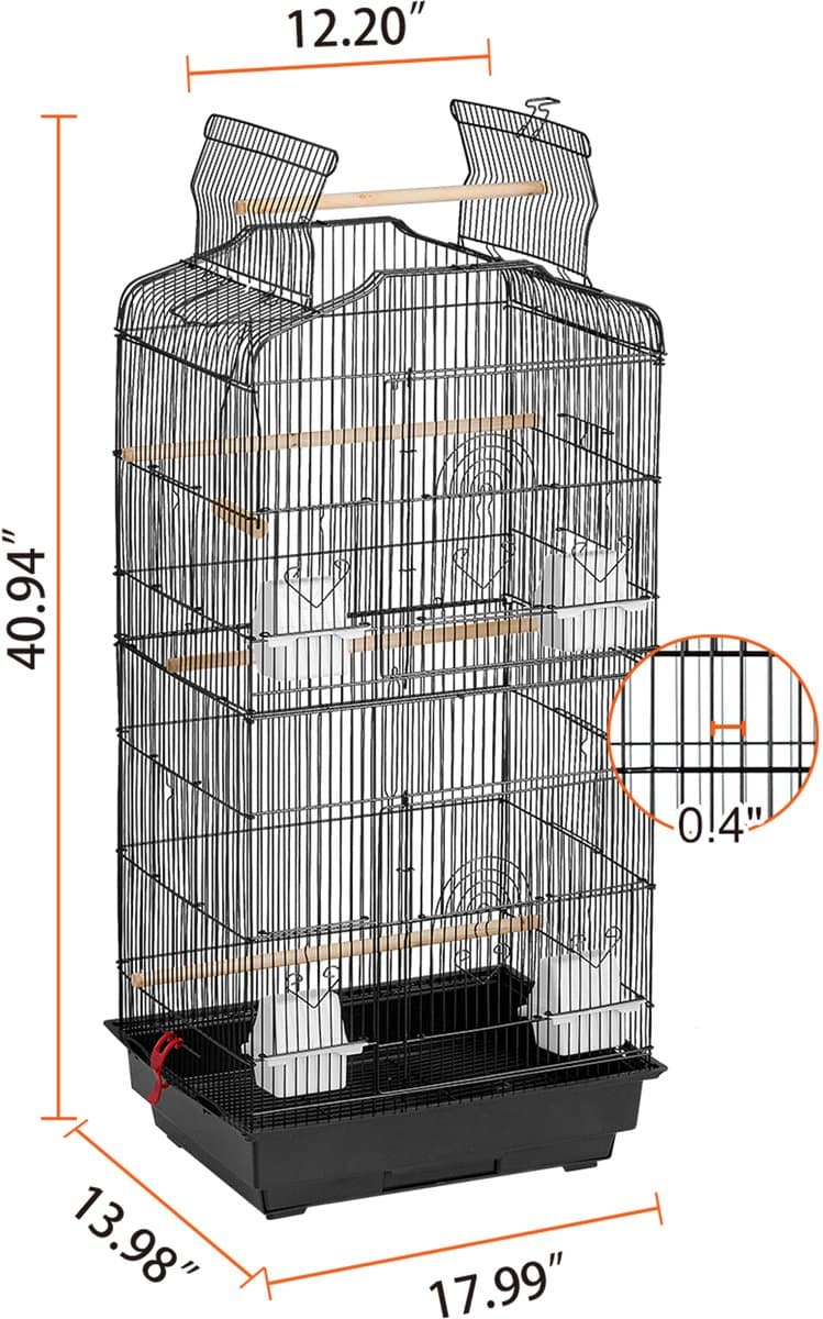 Grote Papegaaienkooi, 99,1 cm, Open aan de Bovenkant, voor Hangparkieten en Kleine Vogels, met Schommel, Zitstok en Eenvoudige Reiniging thumbnail 2