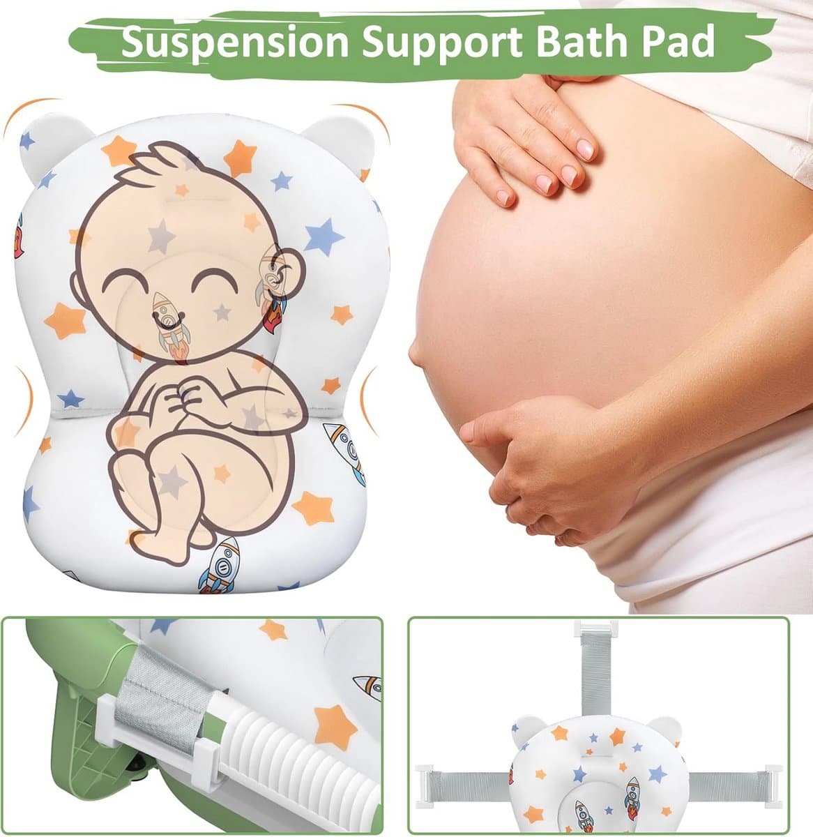 Opvouwbare babybadkuip met temperatuurmonitor en drijvend kussen - Draagbaar babybad voor 0-36 maanden thumbnail 7