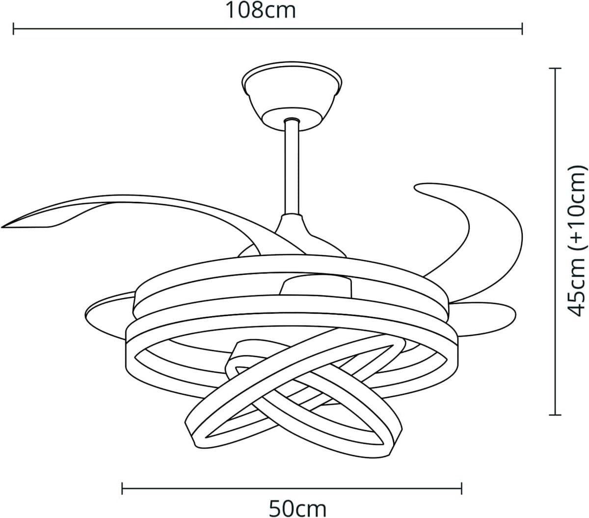 Plafondventilator met DC-motor en Drie Verstelbare LED-Lichtringen thumbnail 4