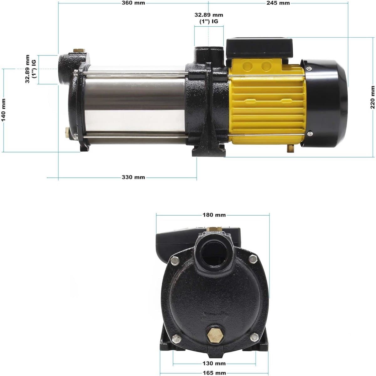 Centrifugaal Pomp 9000 l/h 2200 W - Waterpomp voor Huishoudens en Tuin thumbnail 2