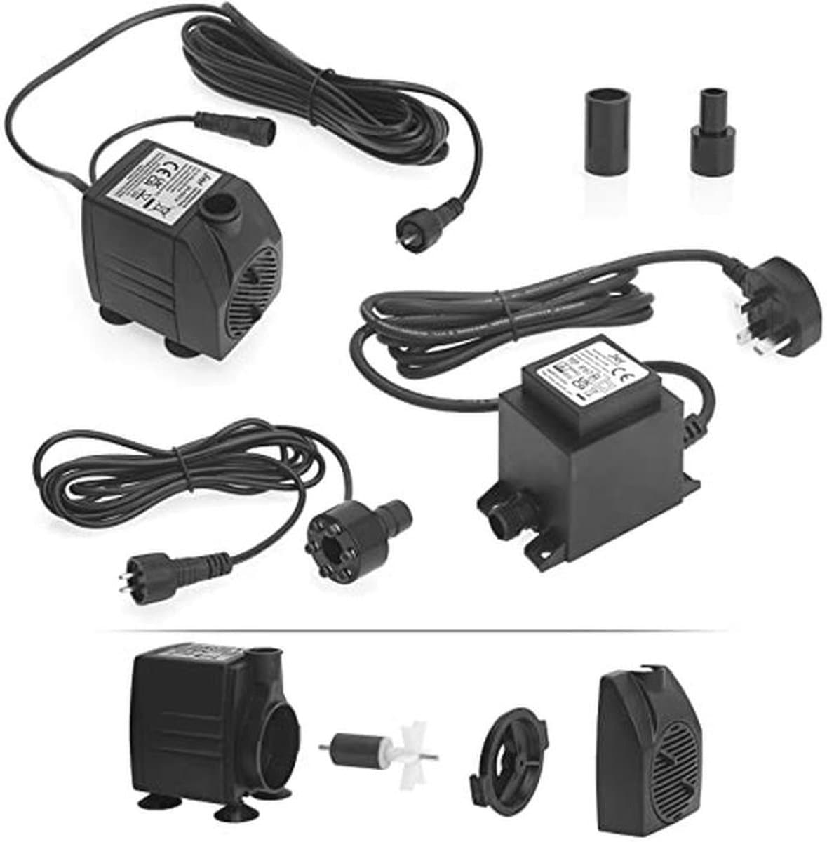 Dompelpomp 12V AC 600L/H met LED-lichtring voor vijver, aquarium en fontein thumbnail 3