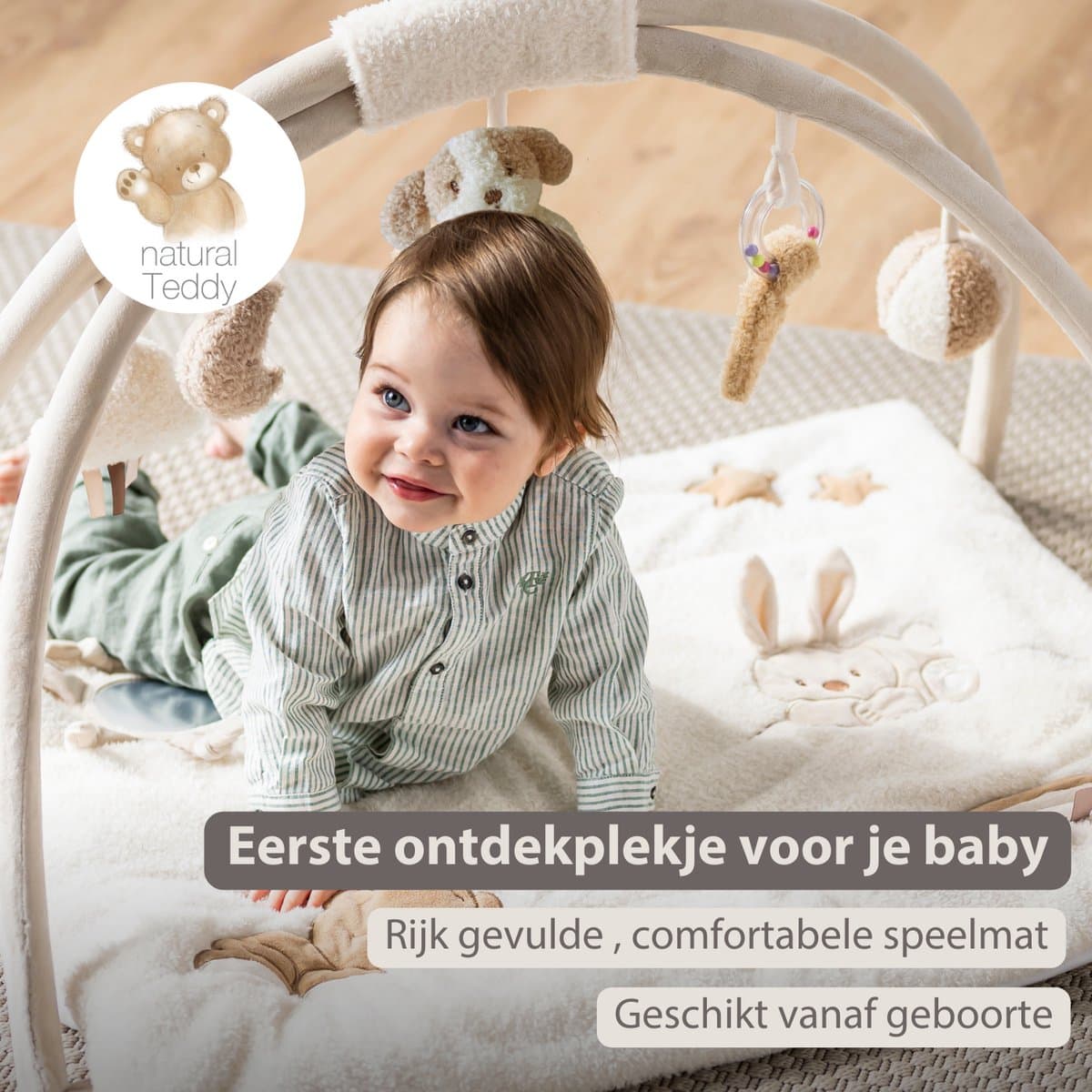 Nattou TEDDY Speelmat Baby met bogen vierkant - 70 x 80 cm - Activiteiten Speelkleed Baby - Baby Speelgoed thumbnail 6