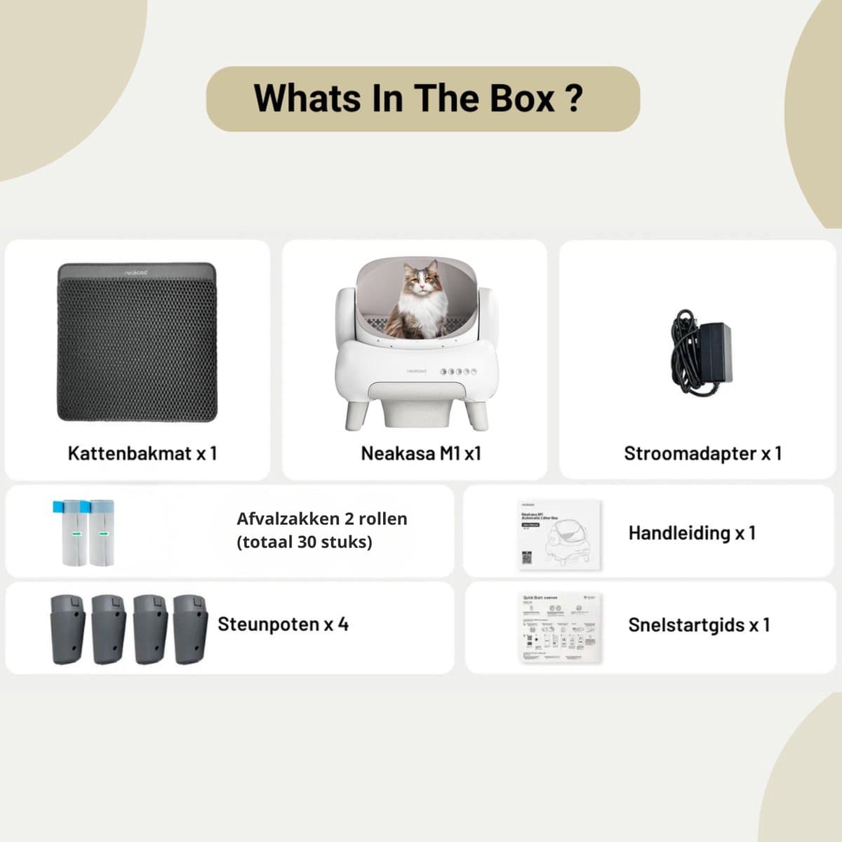 Neakasa M1 Plus Zelfreinigende Kattenbak XXL – Automatische Kattenbak met App – Boven Open – Geurvrij & Hygiënisch – Voor Meerdere Katten – Inclusief Kattenbakmat – Grote Inhoud – Slimme Kattenbak - met App - Wit thumbnail 6