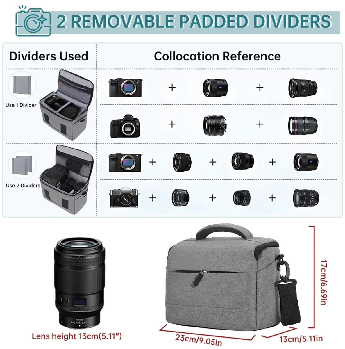 Auerberg Pro C5 schoudertas cameratas fototas voor Canon Nikon Olympus Fuji Pentax Sony foto camera video 5L thumbnail 5