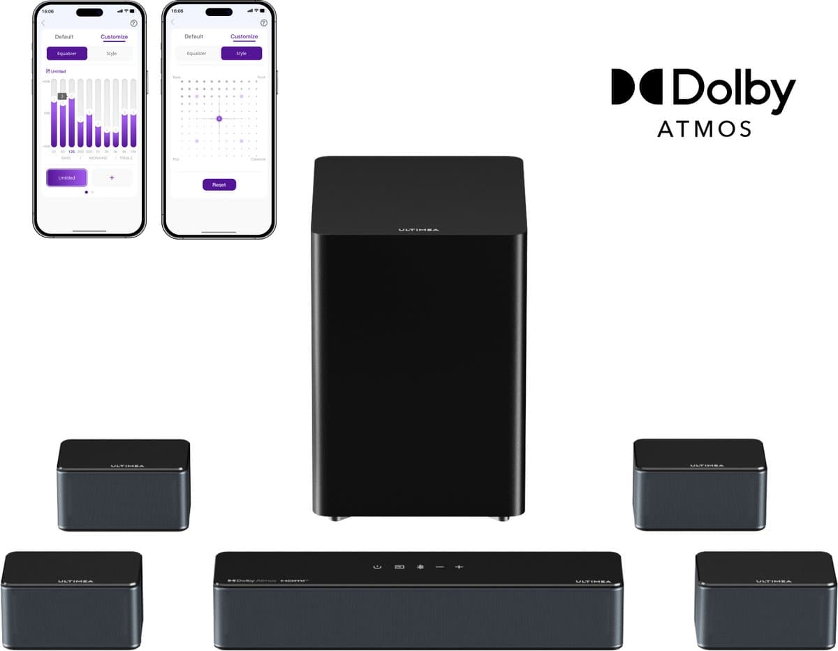 ULTIMEA - 7.1 Soundbar met Dolby Atmos - Surround Sound System voor TV met draadloze subwoofer - Poseidon D80 Boom - afbeelding 1