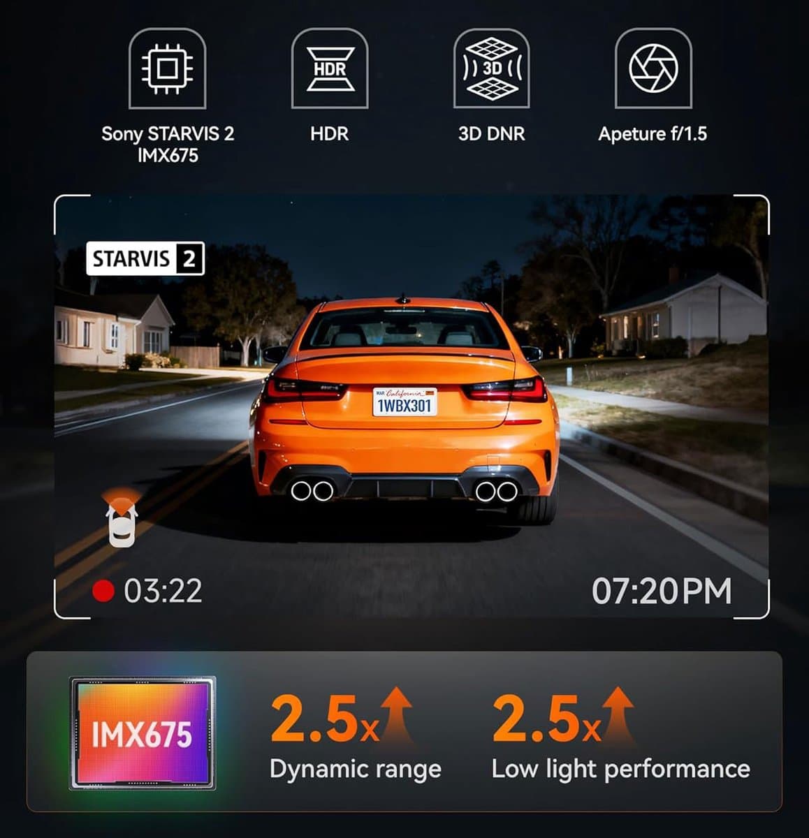 Wolfbox X3 Touch 3CH 2K Wifi Gps 64gb dashcam - Camera voor + achter - 3,0 inch touchscreen Lcd - Wifi en Gps - Parkeermodus - 2K resolutie - 64gb Micro SD kaart - dashcam voor auto thumbnail 4