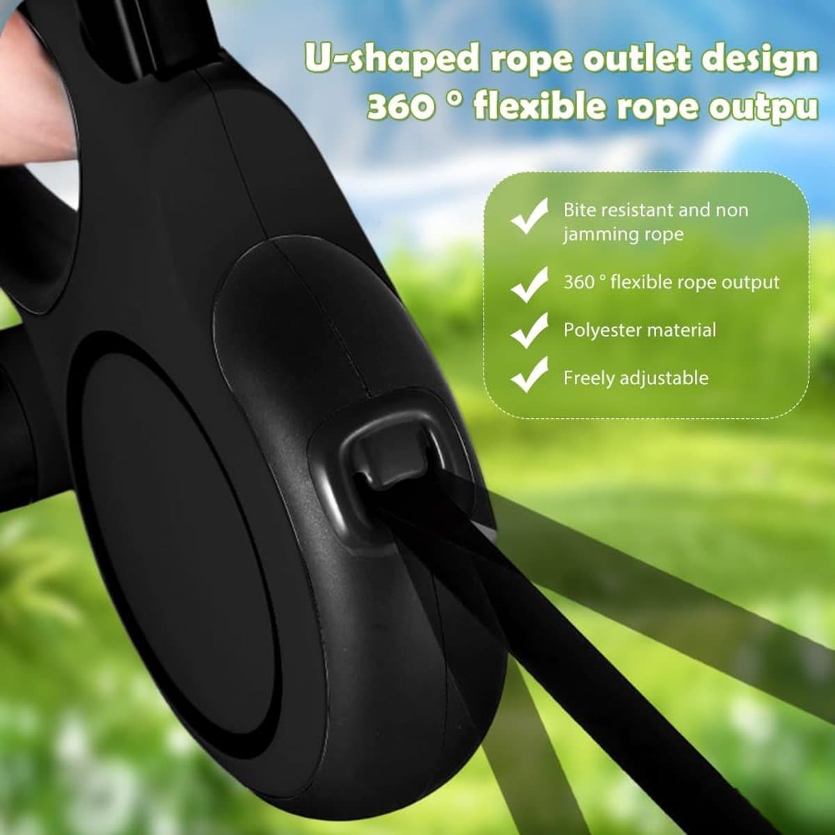 Intrekbare Hondenriem - Rollijn Flexibel - Veilige Wandelingen - 360 Anti-klit Design - 8 Meter Lengte - Zwart thumbnail 2