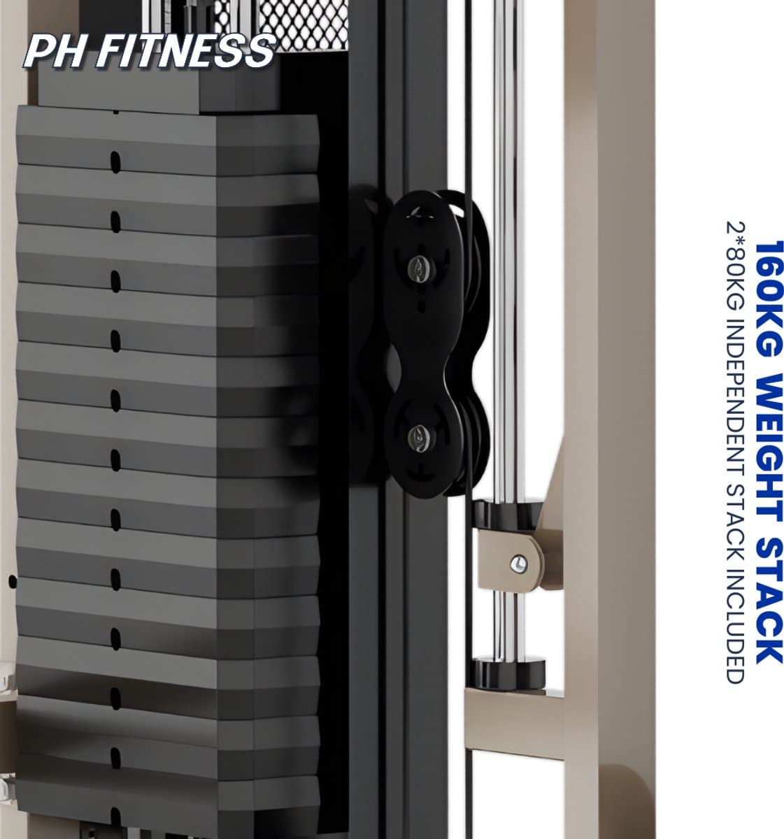 PH Fitness FUSION X Pro Rack – Professioneel Multifunctioneel Power Rack & Smith Machine (0°/7°), Dual Adjustable Cable Trainer 160 kg, Pec Deck, Lat Pulldown & Pull-Up Bar thumbnail 5