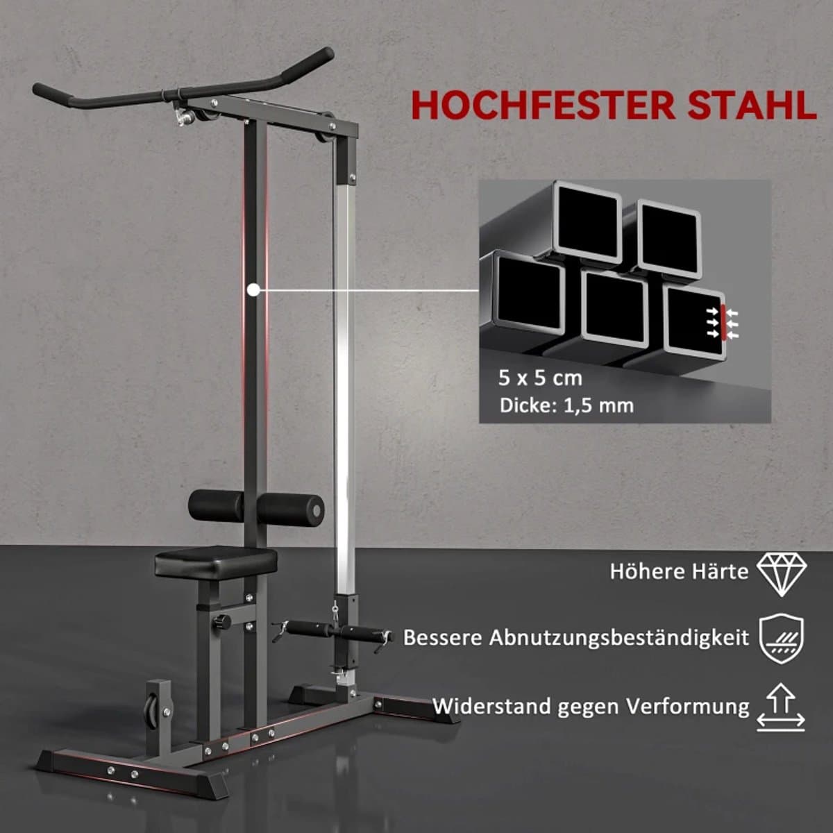 Multifunctioneel Trainingsstation - met Katrol - Power Rack - Verstelbare Zitting - Meerdere Kabelposities - Fitnessstation - Trainingsapparaat - Krachtstation - Thuisgym - Thuis Fitness & Krachttraining thumbnail 7