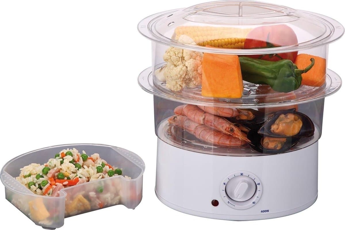 SNJY® Stoomkoker - Foodprocessor - Multicooker - 400 W - Wit - afbeelding 1