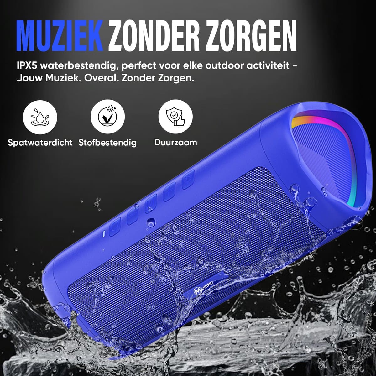 Muring Muring Bluetooth Speaker: 15W stereo, 20 uur, IPX5, TWS thumbnail 7
