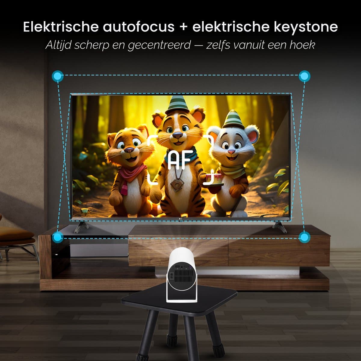 Chesto Mini Beamer Full HD Android 12.0 – 7.000 Lumen – Elektrische focus – Compact & Lichtgewicht – WiFi 6 - Bluetooth 5.4 - Streamen vanaf je telefoon met wifi thumbnail 3