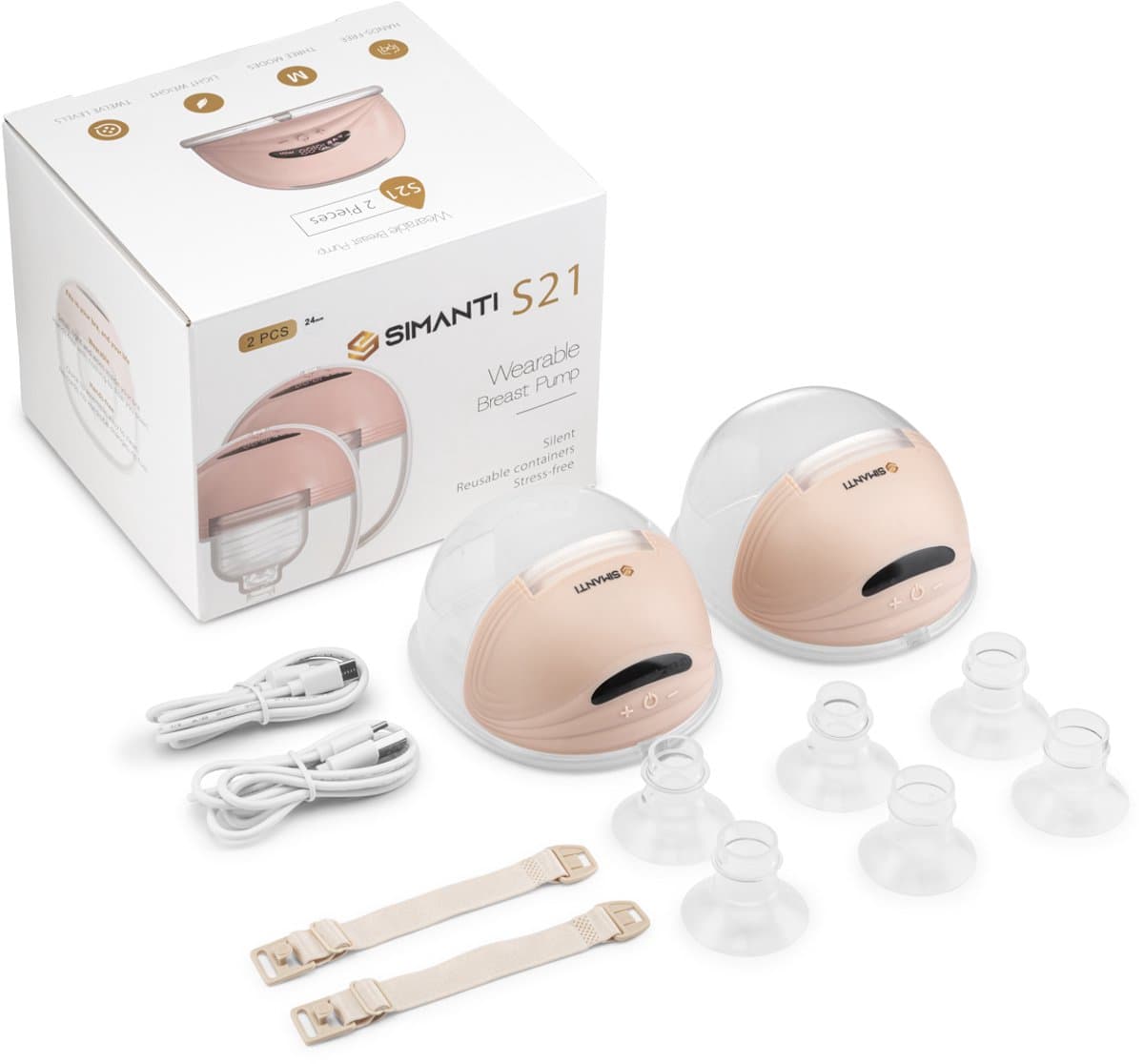 Simanti Elektrische Borstkolf - Draadloze Handsfree Borstkolf - 2 stuks - Borstpomp - Kolfapparaat - USB-C - BPA-vrij thumbnail 7