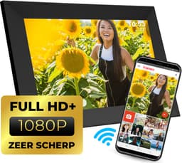 Productfoto van Denver Digitale Fotolijst 10.1 inch - Full HD - Frameo App - Fotokader - Digitale kalender - WiFi - IPS Touchscreen - PFF1063B - Zwart