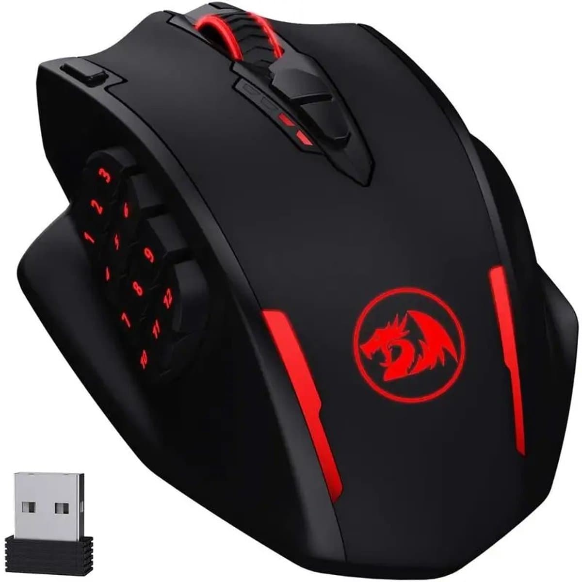Aafinity Muis - Draadloze Muis - USB muis - 16000 DPI - Zwart - 2.4 GHZ Draadloos - 12 zijknoppen - Gemakkelijk schakelen tussen draadloos en bedraad thumbnail 3