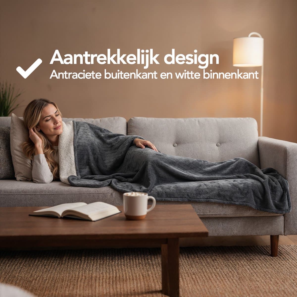 Brixy Elektrische Deken - Warmtedeken - 1 Persoons - 160 x 130 cm - Met Timer - Bovendeken - Fleece - Antraciet thumbnail 4