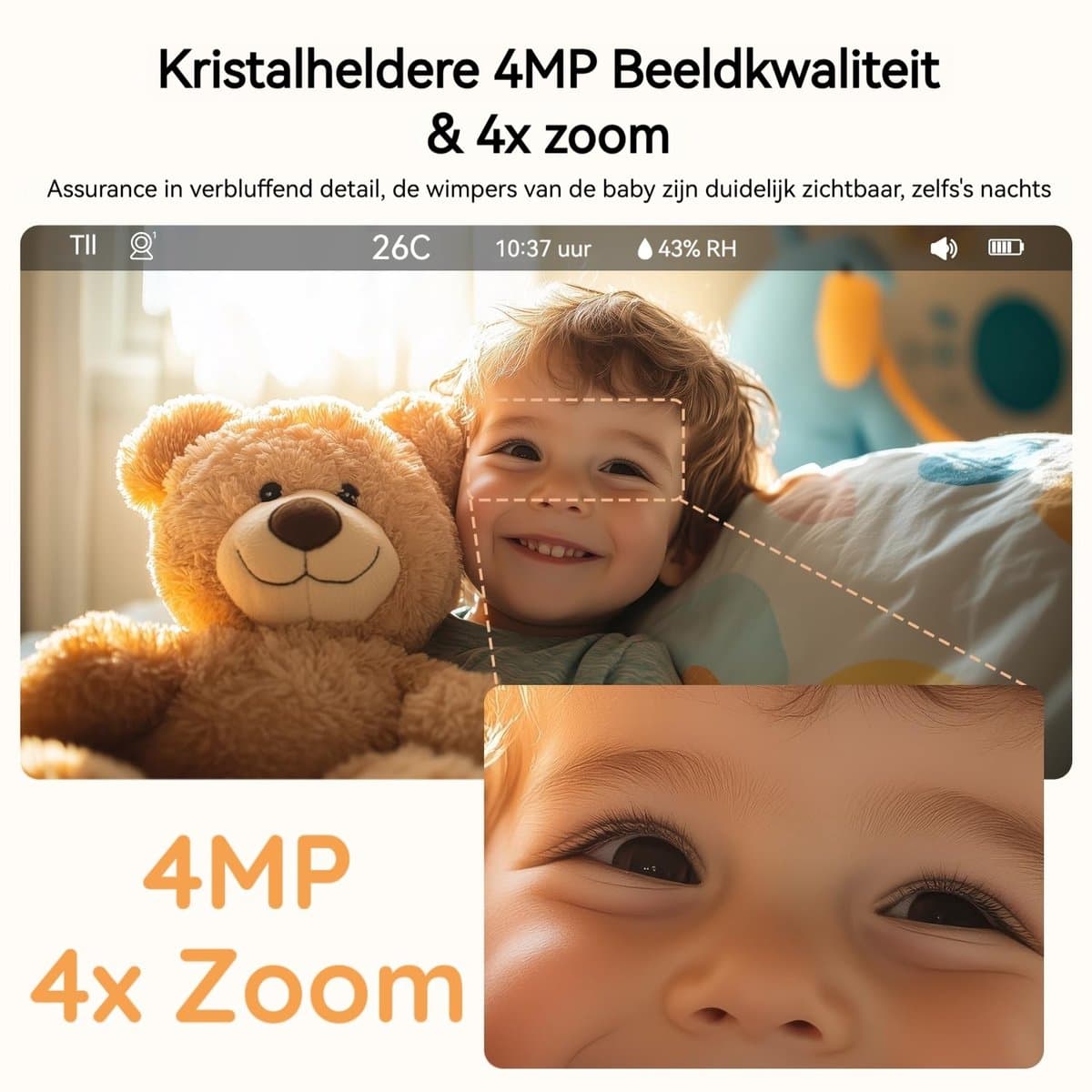 BOIFUN Babyfoon met camera - Baby Monitor met 2 Camera's - Babyfoon met Camera en App - AI-detectie (Slapen op de Buik en Gezichtsgebied) - Nachtlampje - 5.5 Inch Scherm - Video & Audio thumbnail 2