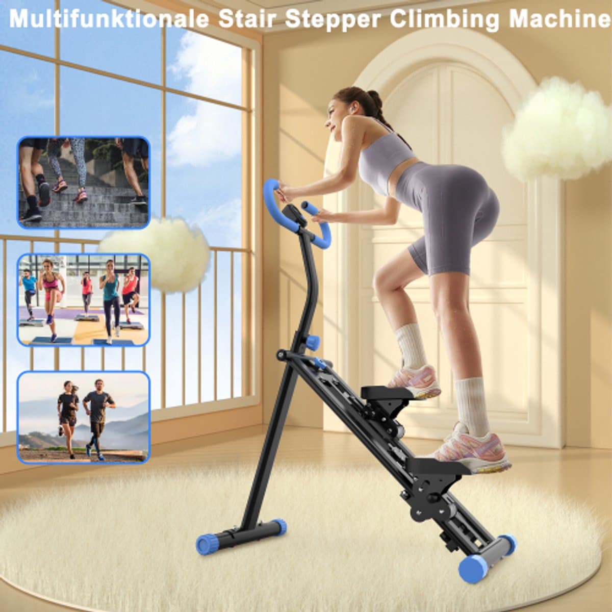 Stair Stepper - Instelbare Weerstand - Vertical Climber - Stair Stepper voor thuistraining - LED-display - Antislip-pedalen - Inklapbaar - Draagvermogen 120 kg - Blauw thumbnail 3