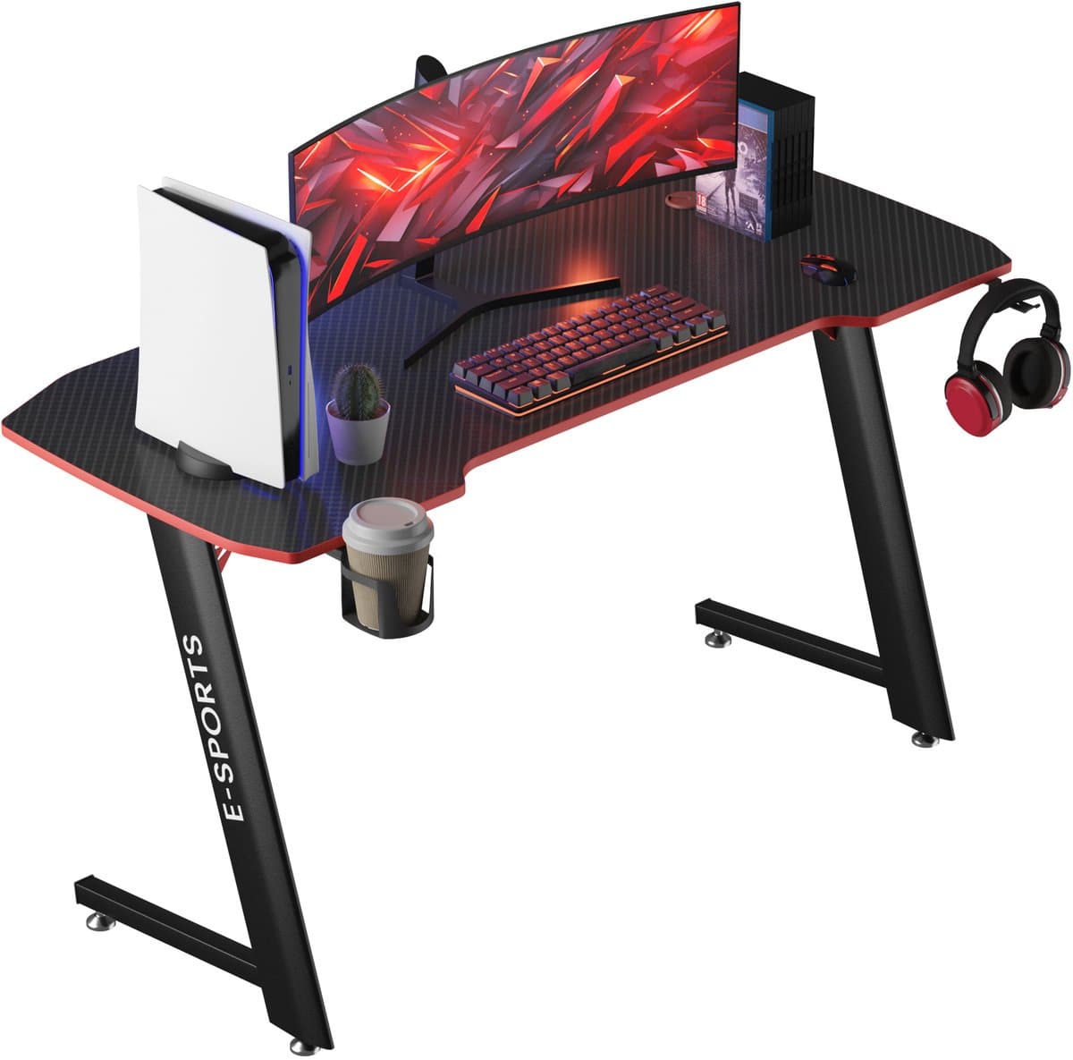Avalo Gaming Bureau - 120x60x75 cm - Game Desk - Tafel - Game Bureau - Zwart