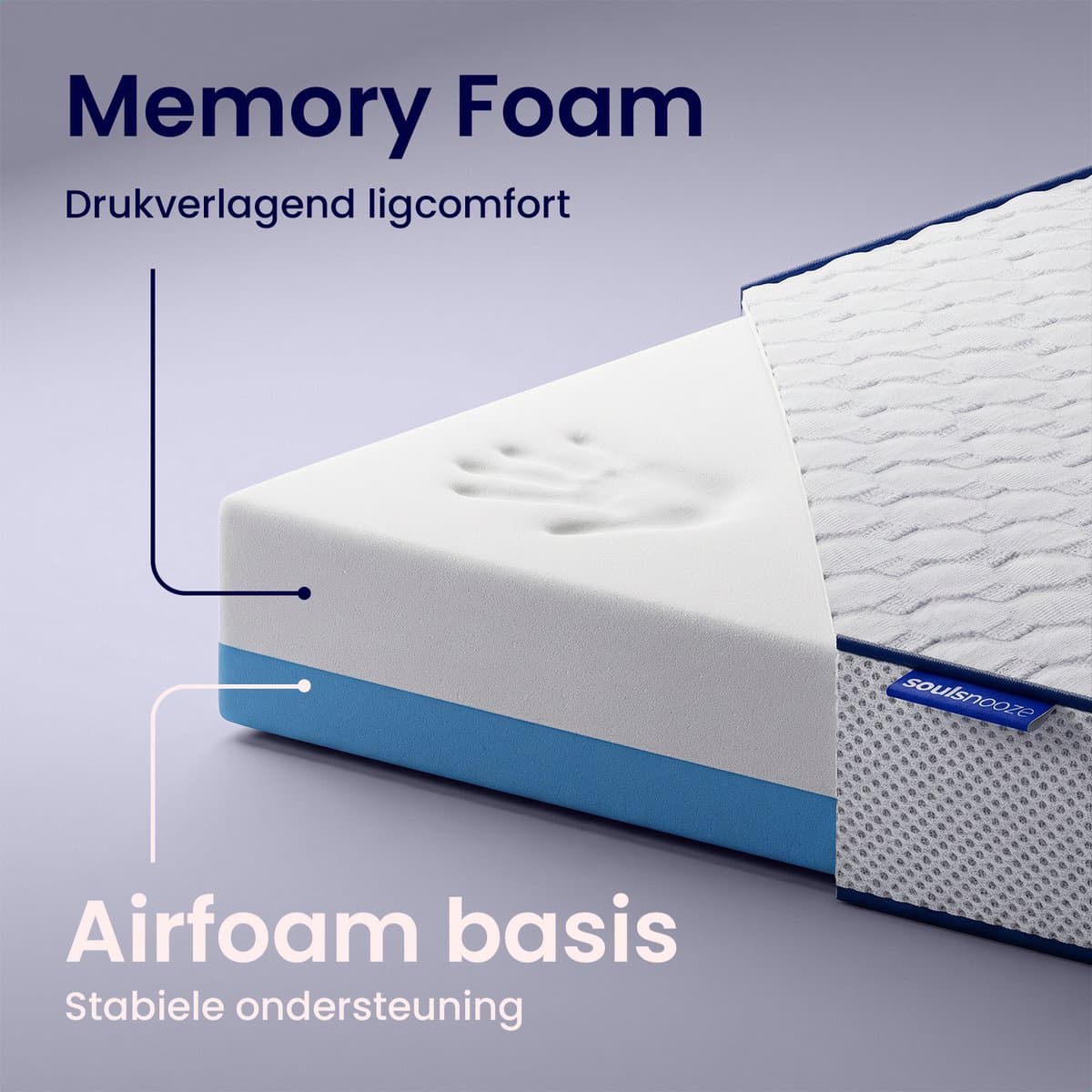 Soulsnooze® DuoComfort Matras Topper 160x200 cm - Matrastopper Memory Foam - Traagschuim Topmatras - Topdekmatras - Topmatrassen - Aanpasbaar Design - 3D Air Mesh - Medium Hardheid thumbnail 2