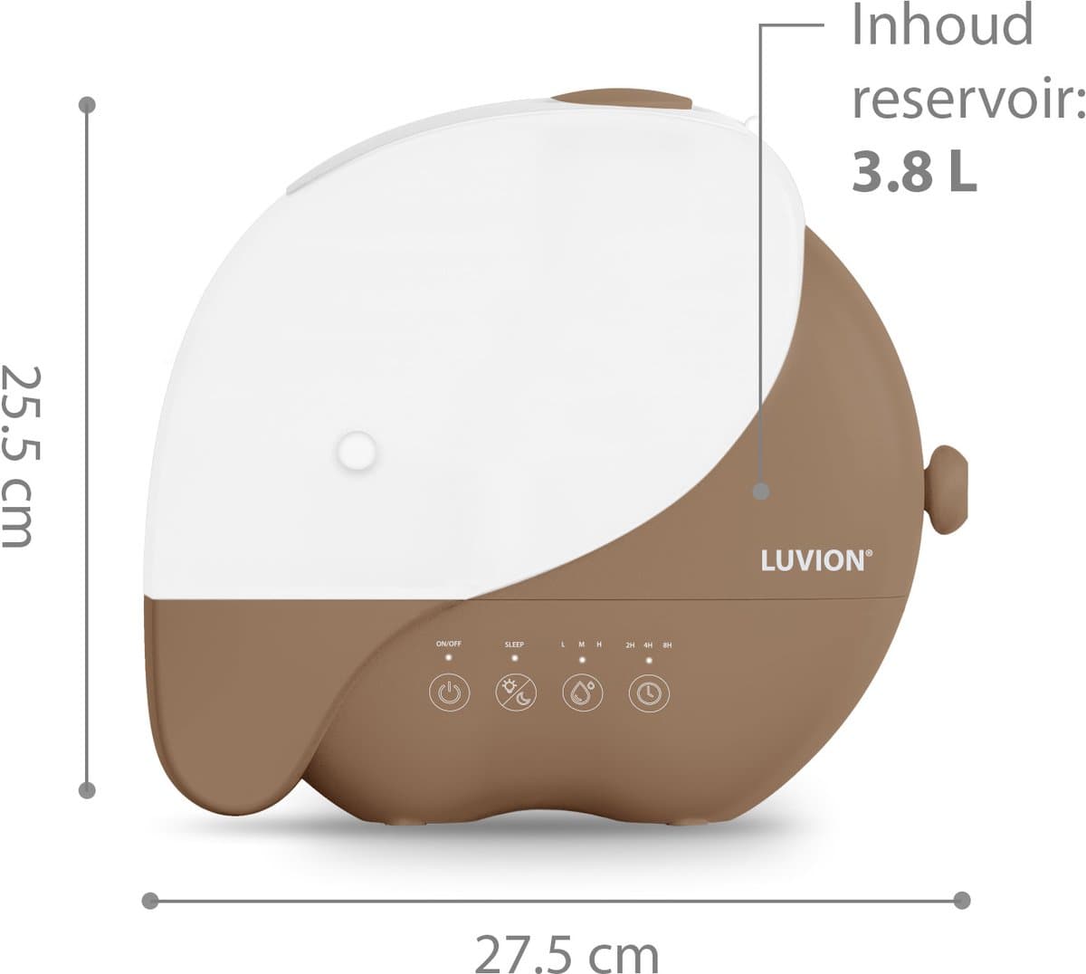 LUVION® Olifant Humidifier Mocha – Luchtbevochtiger & Nachtlampje – Ultrasone Mist – 3,8L – Ideaal voor Babykamer thumbnail 2