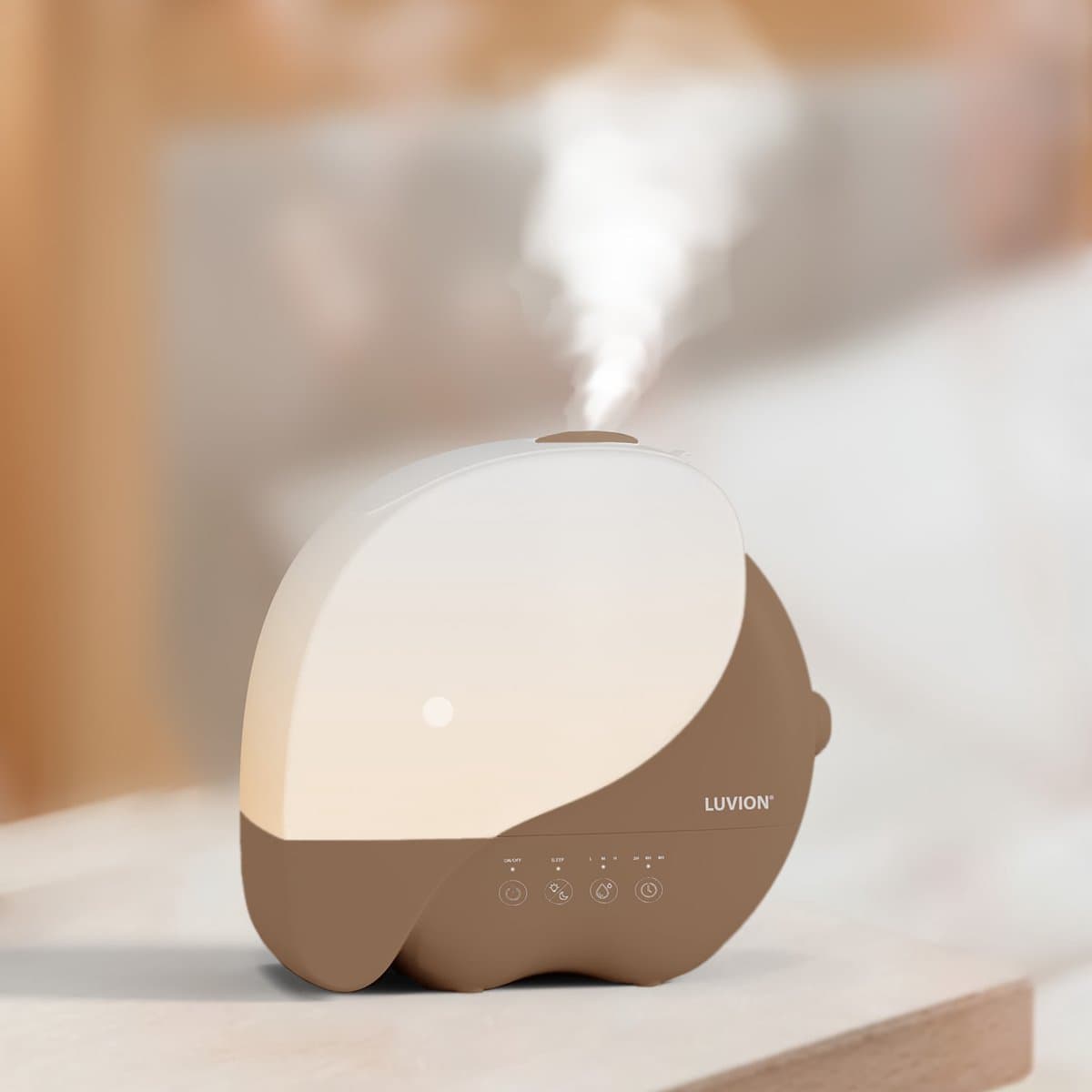 LUVION® Olifant Humidifier Mocha – Luchtbevochtiger & Nachtlampje – Ultrasone Mist – 3,8L – Ideaal voor Babykamer thumbnail 7