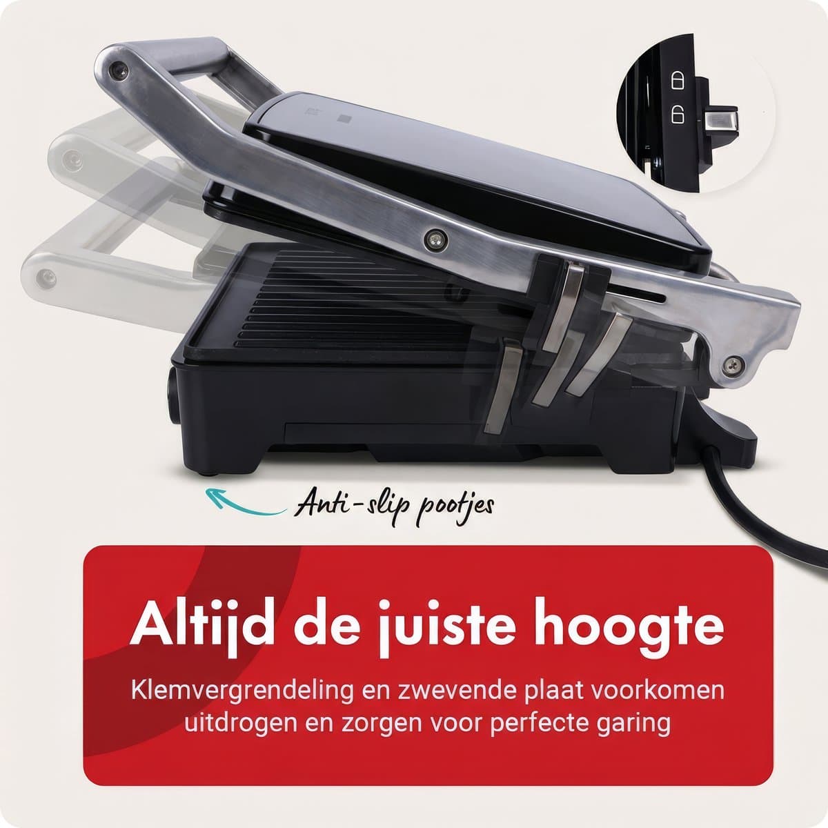 Tomado TGC4001S - XXL contactgrill - Tosti apparaat - 30 x 24 cm - Tosti ijzer - Instelbare temperatuur - Grill apparaat - PFAS vrij - 2000 watt thumbnail 4