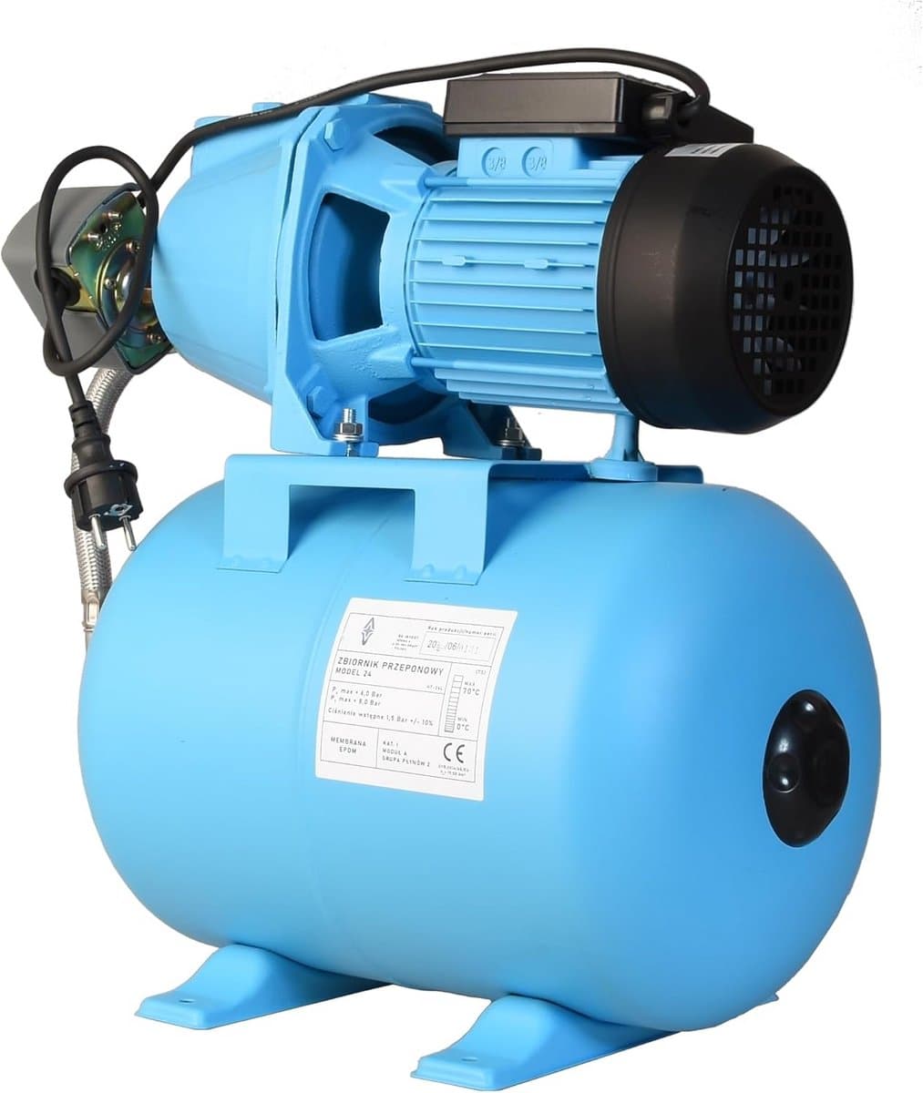 Drukverhogingspomp met Drukketel 24L - 1100W - 3600l/u Waterpomp voor Huis en Tuin thumbnail 4