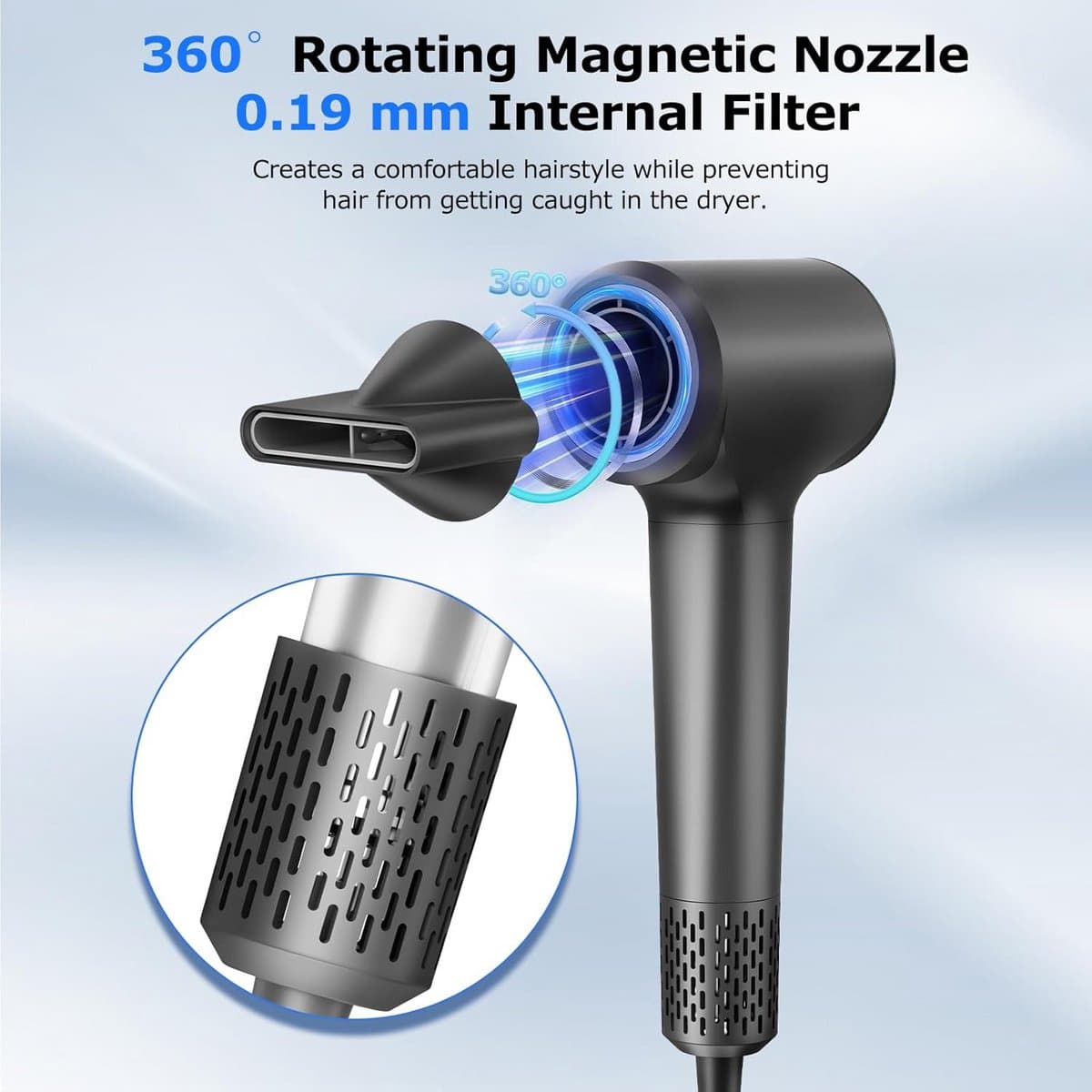 Vendoria Haardroger – Professionele Salonföhn met BLDC Motor – 110000 RPM – Sneldrogend – Ionische Technologie – Constante Temperatuur - Grijs thumbnail 5
