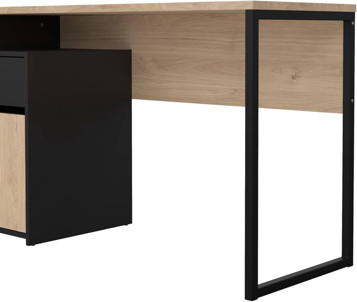 Bureau Hoekbureau - Werkstation Tafel - Thuiswerken Studeren - Ruimtebesparend Design - 130 x 48 x 77 cm - Eiken Zwart thumbnail 3