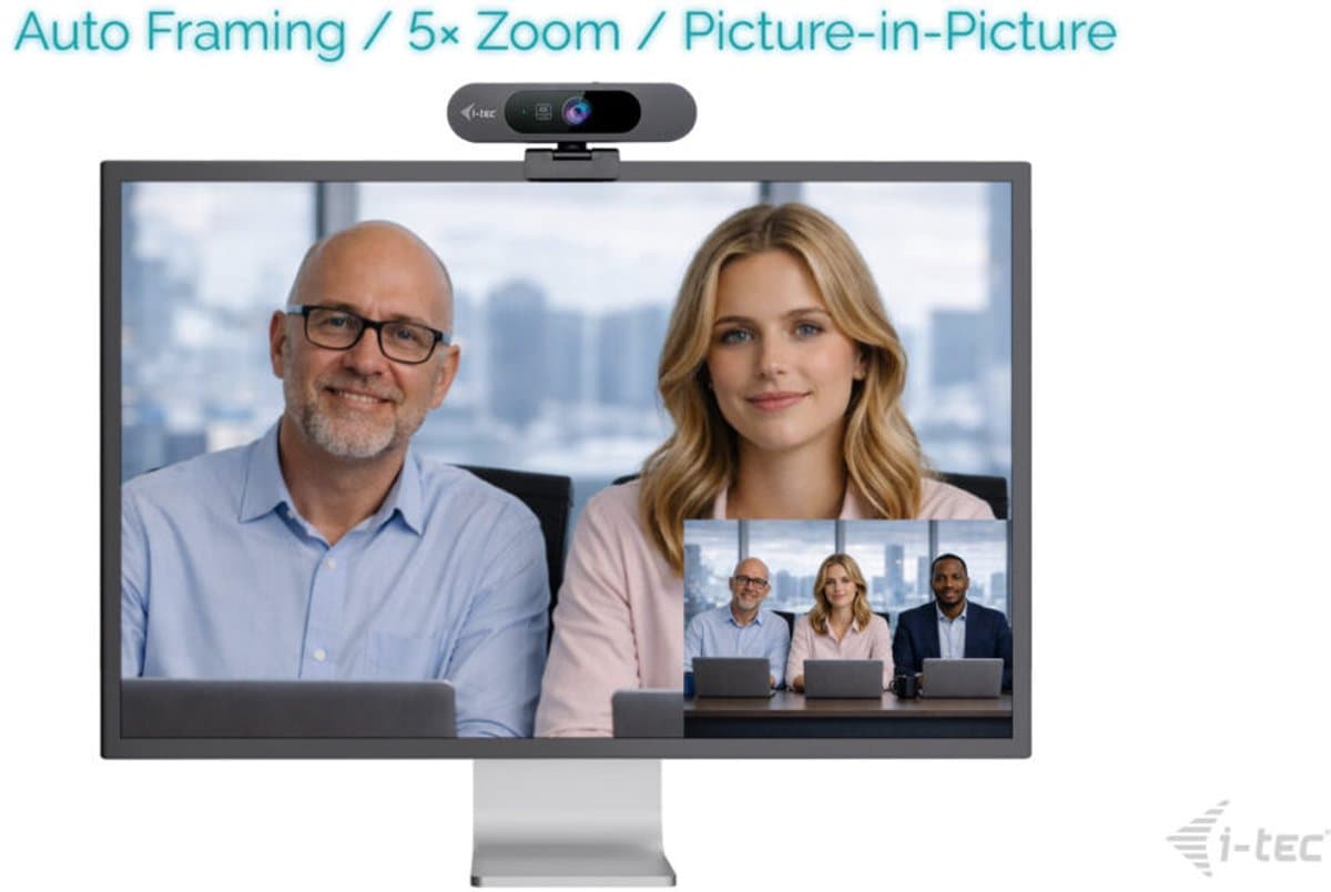 i-tec - Solomon Pro 900 - Webcam - 4K - Ai Auto Framing - 5 x Digitale zoom - 2 microfoons - Laptop & PC - Streaming - Plug & Play thumbnail 2