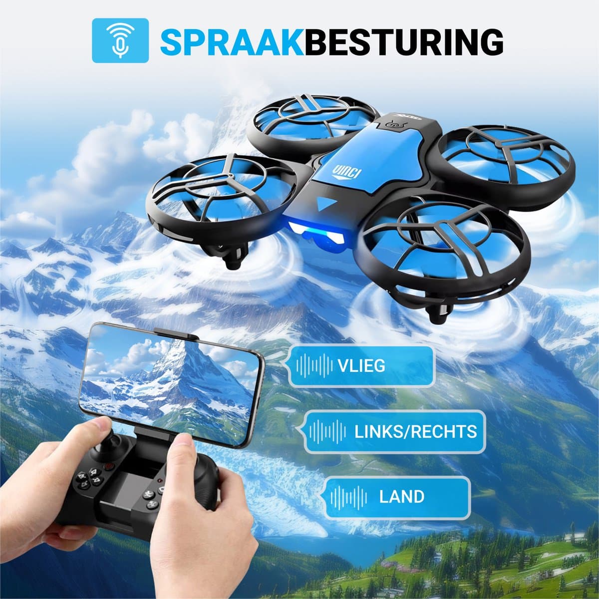 HAWX Drone - Drone met 4K Camera - Mini drone - Voor Kinderen/Volwassenen - Drones - Tot 90 Minuten Vliegen - Incl. 3 Batterijen, Opbergtas, Landing Pad thumbnail 3